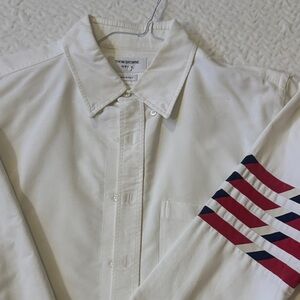 Thom Browne Classic White Shirt with Red and Blue Stripes